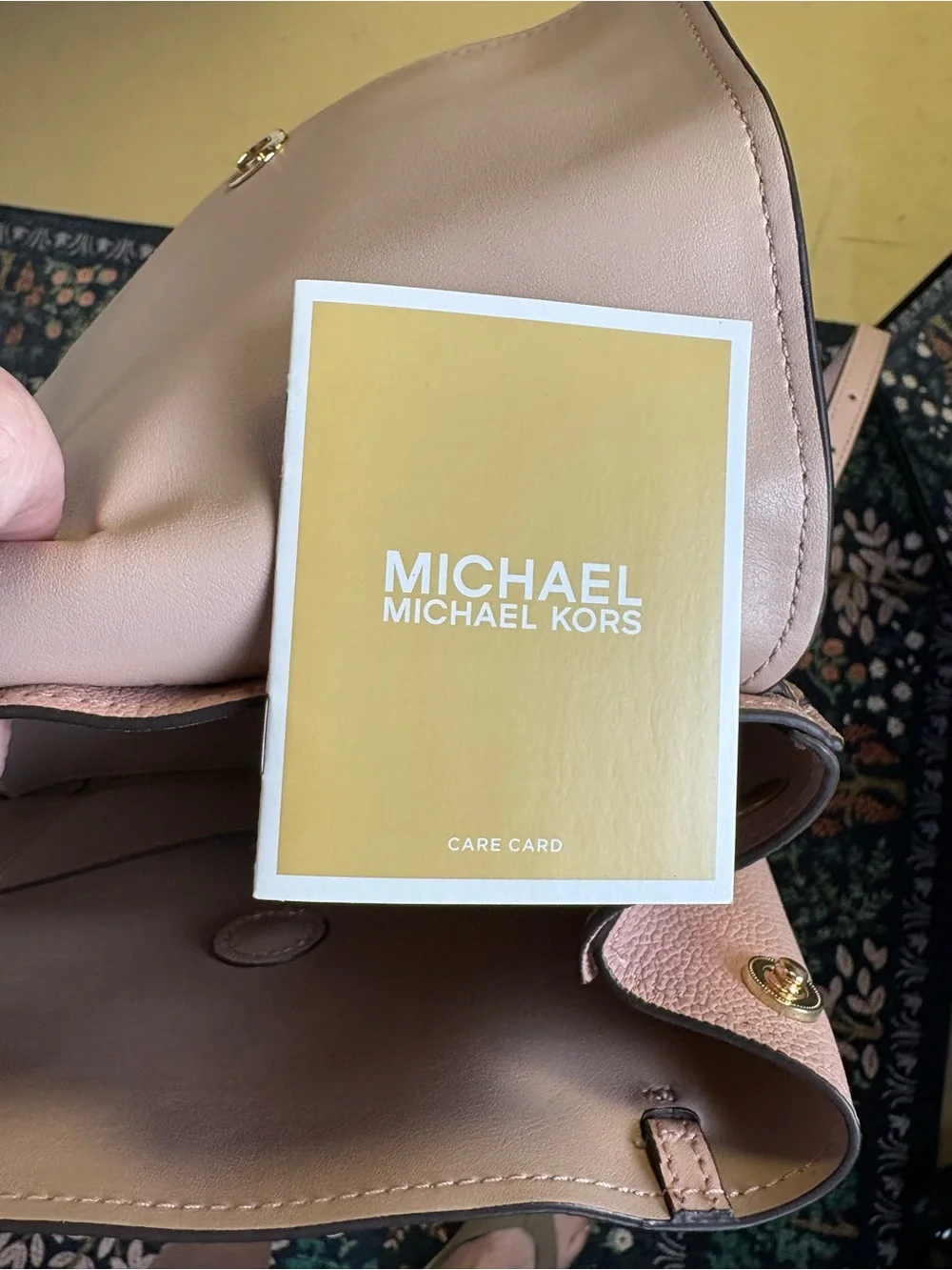 Michael Kors Blush Pink Pebbled Leather Backpack with Feather Tassel